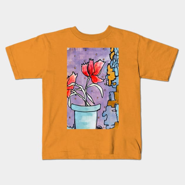 Simple flowers Kids T-Shirt by Miriam de la Paz